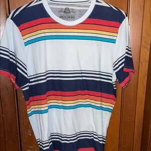 American Rag Men's Striped Tee in Blue, Red, and Yellow